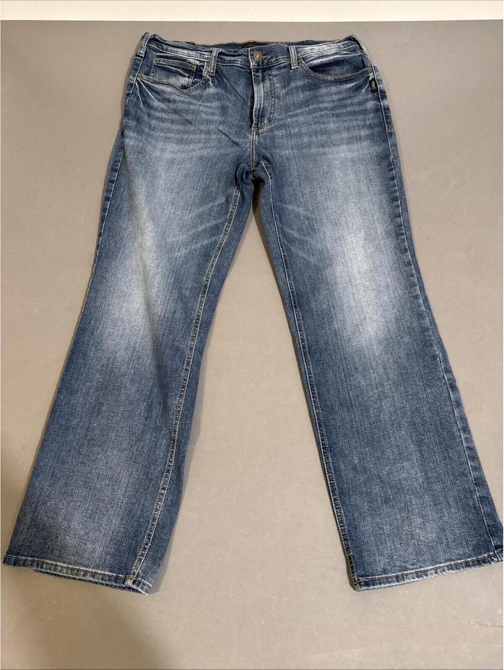 Silver Jeans Co Zac Jeans Mens 34x32 Blue Light Wash Straight Stretch EMC Denim